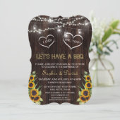 Rustieke Zonnebloem Slingerlichten Hout I DO BBQ Kaart (Staand voorkant)