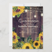 Rustieke zonnebloem slingerlichten Quinceañera 15e Kaart (Voorkant)
