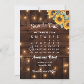 Rustieke zonnebloem slingerlichten trouwkalender save the date (Voorkant)