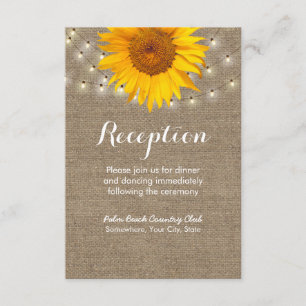 Rustieke zonnebloem & slingerlichtjes jute recepti informatiekaartje