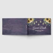 Rustieke zonnebloem snoerlicht houten gastenboek (Volledig)