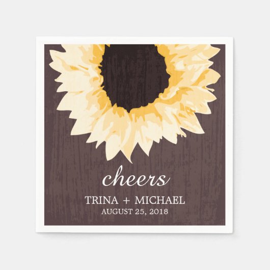 Rustieke Zonnebloem Splendor | Bruiloft Servet (Voorkant)
