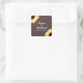 Rustieke Zonnebloem Splendor | Bruiloft Vierkante Sticker (Tas)