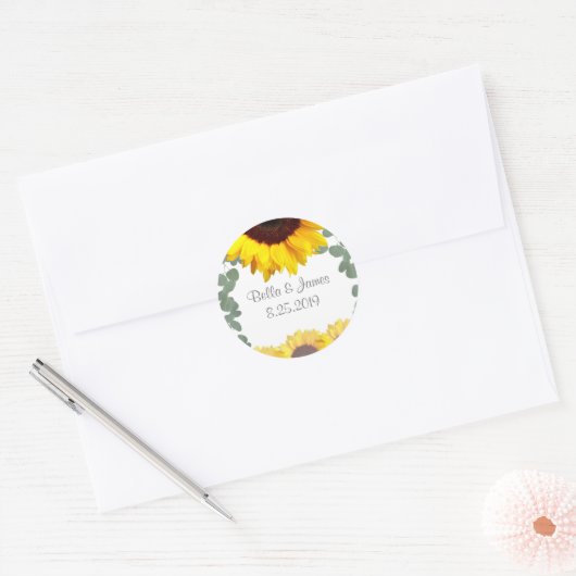Rustieke zonnebloem stickers (Envelop)