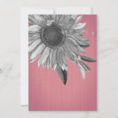 Rustieke Zonnebloem Stoffig roos Bruiloft Vrijgeze Kaart (Achterkant)