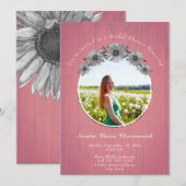 Rustieke Zonnebloem Stoffig roos Bruiloft Vrijgeze Kaart (Voorkant / Achterkant)