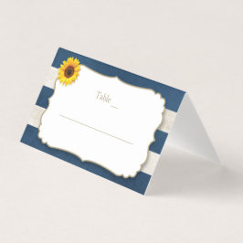 Rustieke zonnebloem strepen marine blauwe plaats k visitekaartje