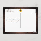 Rustieke zonnebloem string lampjes net getrouwd briefkaart (Achterkant)