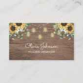 Rustieke Zonnebloem String Licht Houten Visitekaartje (Voorkant)