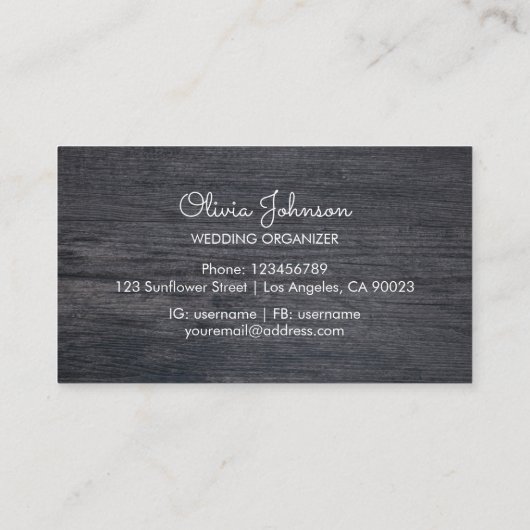 Rustieke Zonnebloem String Licht Houten Visitekaartje (Achterkant)