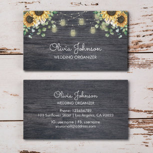 Rustieke Zonnebloem String Licht Houten Visitekaartje