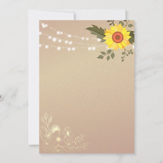 Rustieke Zonnebloem String Lights Bourgondische br Kaart (Achterkant)