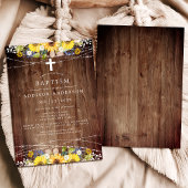 Rustieke Zonnebloem String Lights Hout Cross Doop Kaart