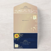 Rustieke Zonnebloem String Lights Huwelijksuitnodi All In One Uitnodiging (Buitenkant)