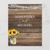 Rustieke Zonnebloem String Lights Jar Bruiloft (Voorkant)