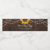 Rustieke Zonnebloem String Lights Onze Grote Dag B Waterfles Etiket (Enkel label)
