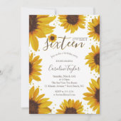 Rustieke Zonnebloem Sweet 16 Verjaardag Kaart (Voorkant)