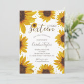 Rustieke Zonnebloem Sweet 16 Verjaardag Kaart (Staand voorkant)