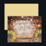 Rustieke Zonnebloem Sweet Sixteen Party Uitnodigin Kaart<br><div class="desc">Begin uw feest goed met deze rustieke zonnebloem zoete zestien uitnodiging!</div>