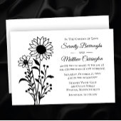 Rustieke Zonnebloem Trouwbloem Bloemen Zwart Wit Kaart