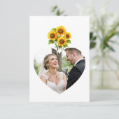 Rustieke Zonnebloem Trouwfoto Bedankkaart (Staand voorkant)