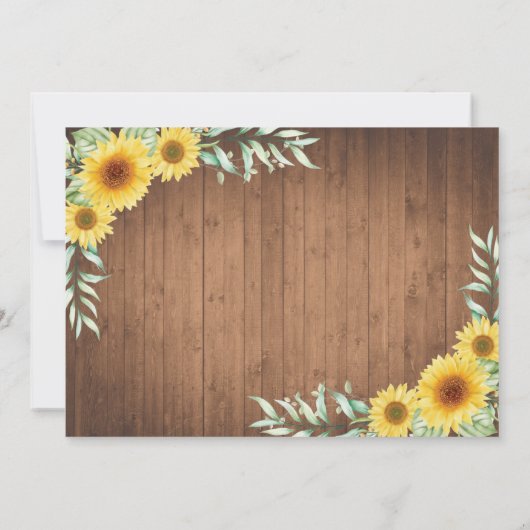 Rustieke Zonnebloem Trouwfoto Save the Date Aankondiging (Achterkant)