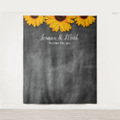 Rustieke Zonnebloem Trouwfotocabine Achtergrond Wandkleed (Voorkant)