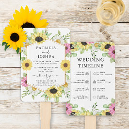 Rustieke Zonnebloem Trouwprogramma Hand Fan Handwaaier