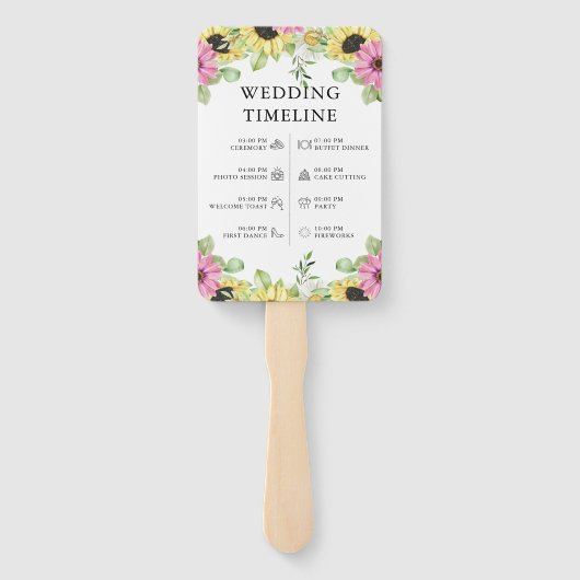 Rustieke Zonnebloem Trouwprogramma Hand Fan Handwaaier (Achterkant)