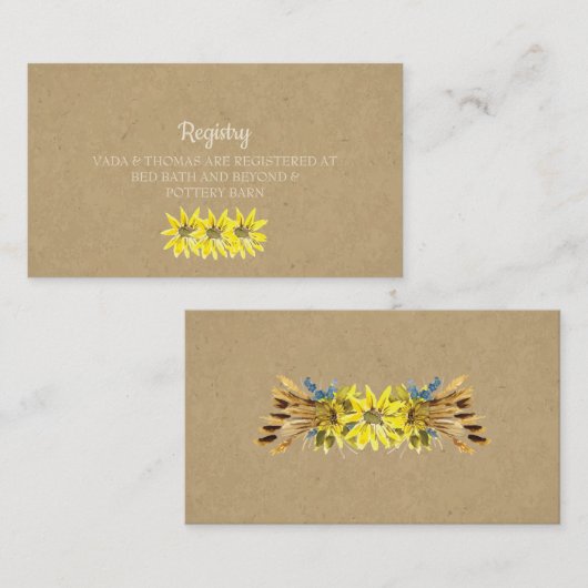 Rustieke Zonnebloem Trouwregister Kaart (Voorkant / Achterkant)