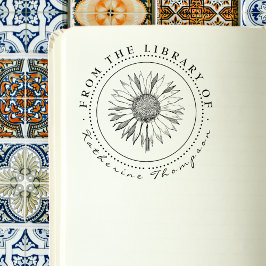 Rustieke zonnebloem uit de bibliotheek van aangepa rubberstempel