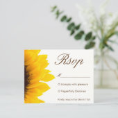 Rustieke Zonnebloem Uitnodiging RSVP (Staand voorkant)