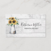 Rustieke zonnebloem vaas hout visitekaartje (Voorkant)