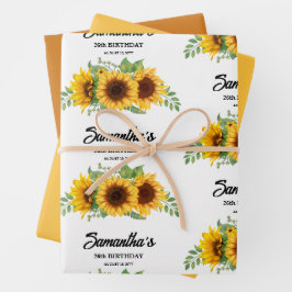 Rustieke zonnebloem verjaardag inpakpapier vel