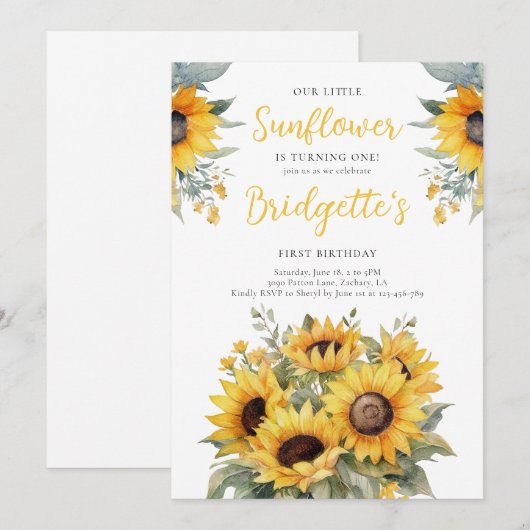 Rustieke zonnebloem verjaardag kaart (Voorkant / Achterkant)