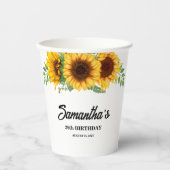 Rustieke zonnebloem verjaardag papieren bekers (Voorkant)