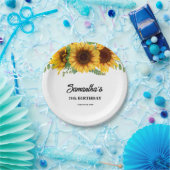 Rustieke zonnebloem verjaardag papieren bordje (Feest)