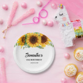 Rustieke zonnebloem verjaardag papieren bordje (Feest)