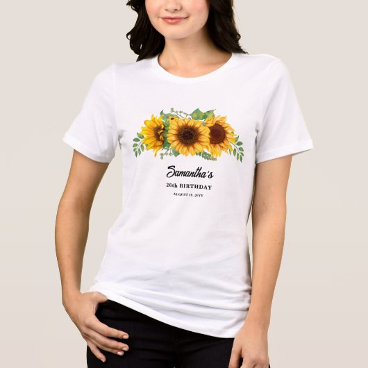 Rustieke zonnebloem verjaardag Tri-Blend shirt (Voorkant)