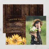 Rustieke Zonnebloem Verjaardagsfeestfoto Bedankkaart (Voorkant / Achterkant)