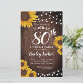 Rustieke Zonnebloem Verrassing 80e Verjaardag Uitn (Staand voorkant)