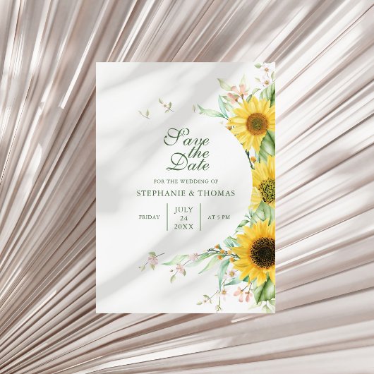 Rustieke Zonnebloem Verrassing Save the Date Kaart
