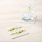 Rustieke Zonnebloem Verrukking Bruiloft Kartonnen Onderzetters (Insitu)