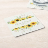 Rustieke Zonnebloem Verrukking Bruiloft Kartonnen Onderzetters (Schuin)