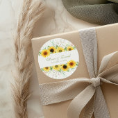 Rustieke Zonnebloem Verrukking Bruiloft Ronde Sticker