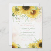 Rustieke Zonnebloem Verrukking Bruiloft Uitnodigin Kaart (Voorkant)