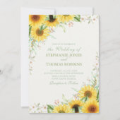 Rustieke Zonnebloem Verrukking Bruiloft Uitnodigin Kaart (Voorkant)