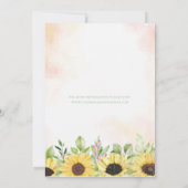 Rustieke Zonnebloem Verrukking Bruiloft Uitnodigin Kaart (Achterkant)