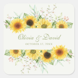 Rustieke Zonnebloem Verrukking Bruiloft Vierkante Sticker