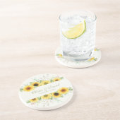 Rustieke Zonnebloem Verrukking Bruiloft Zandsteen Onderzetter (Zijkant)